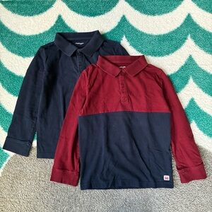 Vertbaudet Cotton Jersey Polos - Set of 2 (Navy/Burgundy) Size 8 (fits Size 6/7)